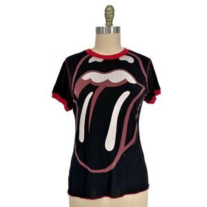 Vintage Y2K Chaser Rolling Stones Ringer Tee Womens Large Graphic T-Shirt